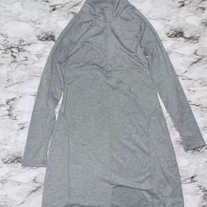 Soybu Long Sleeve Dress Sporty 1/4 Zip Mock Neck Grey Women M Cozy Athletic